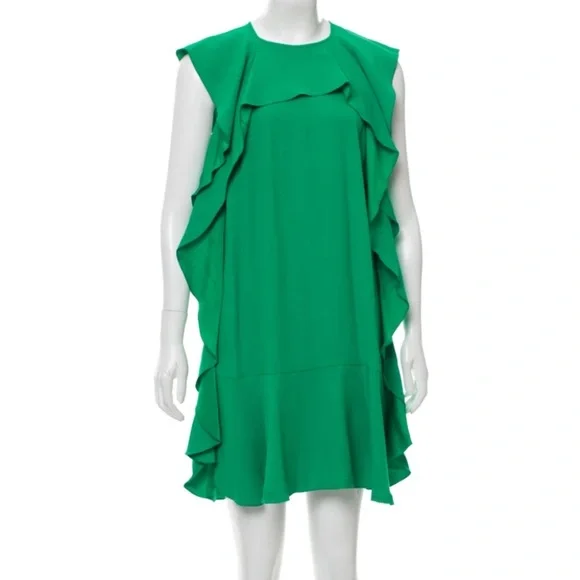 Valentino Ruffle  Shift Dress Kelly green size 40 Small - Picture 2 of 13